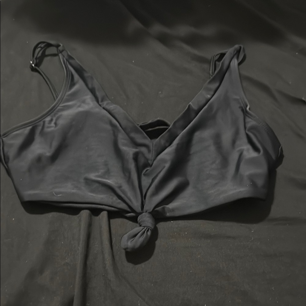 Stylish Black Knot-Front swim Top